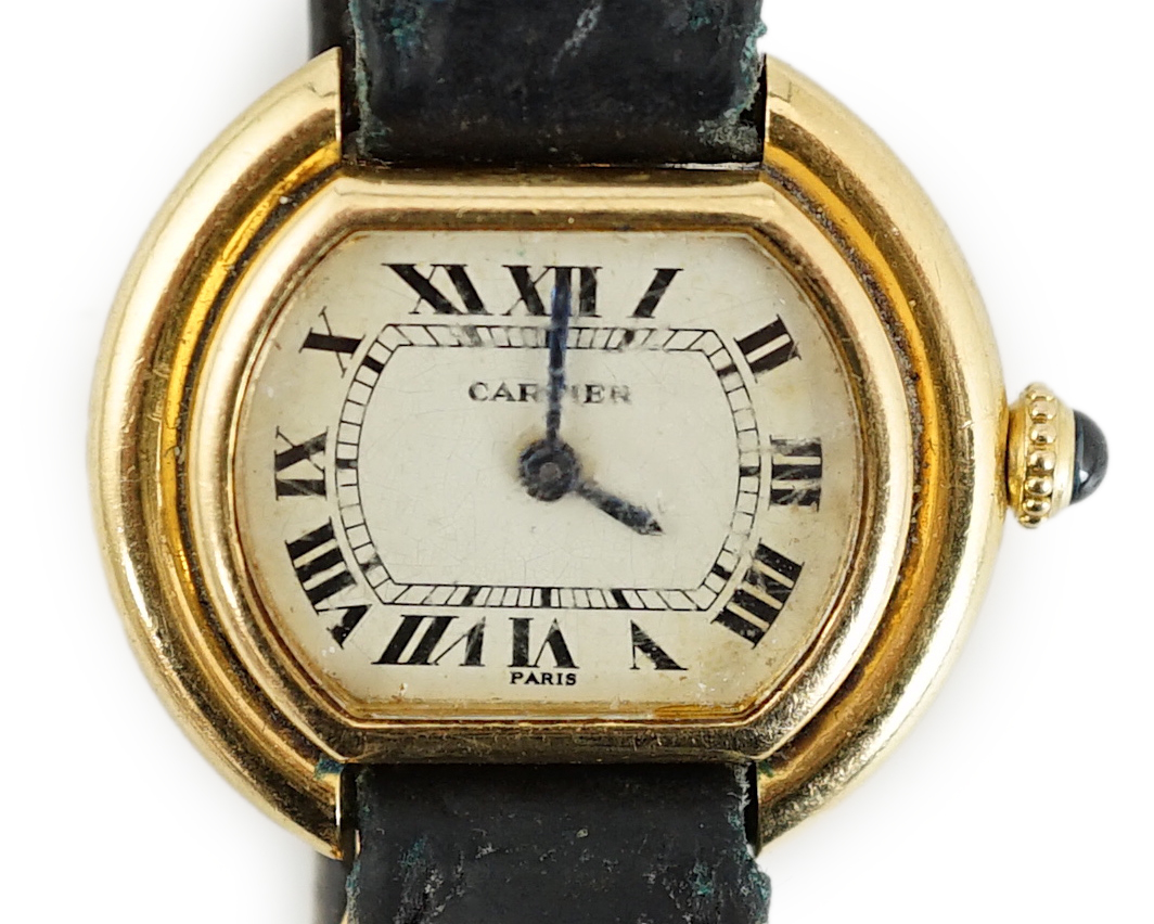 A lady's 18ct gold Cartier Ellipse manual wind wrist watch